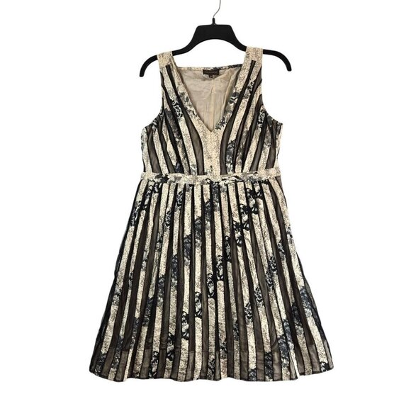 Adolfo Dominguez Ribbon Dress Skater Cocktail Party Sleeveless Sz 10 Above Knee - Picture 1 of 8